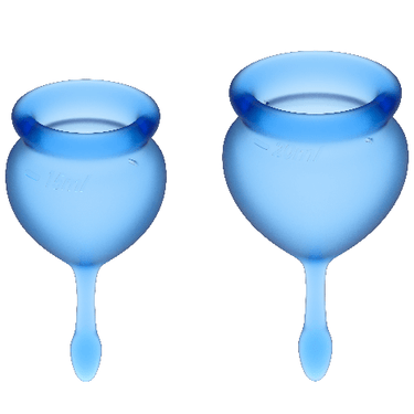 Set Coppette Mestruali Feel Good - Silicone Medico, 2 Pezzi Blu Scuro